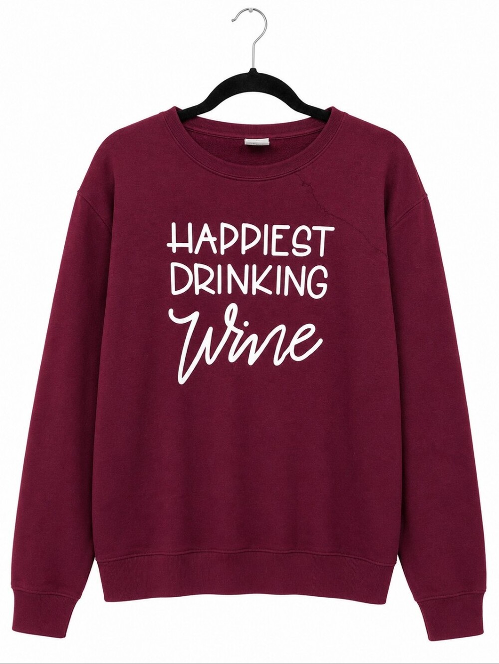 Happiest Drinking Wine Burgundy Graphic Sweatshirt | Size Medium | Cozy Crewneck - Picture 2 of 9